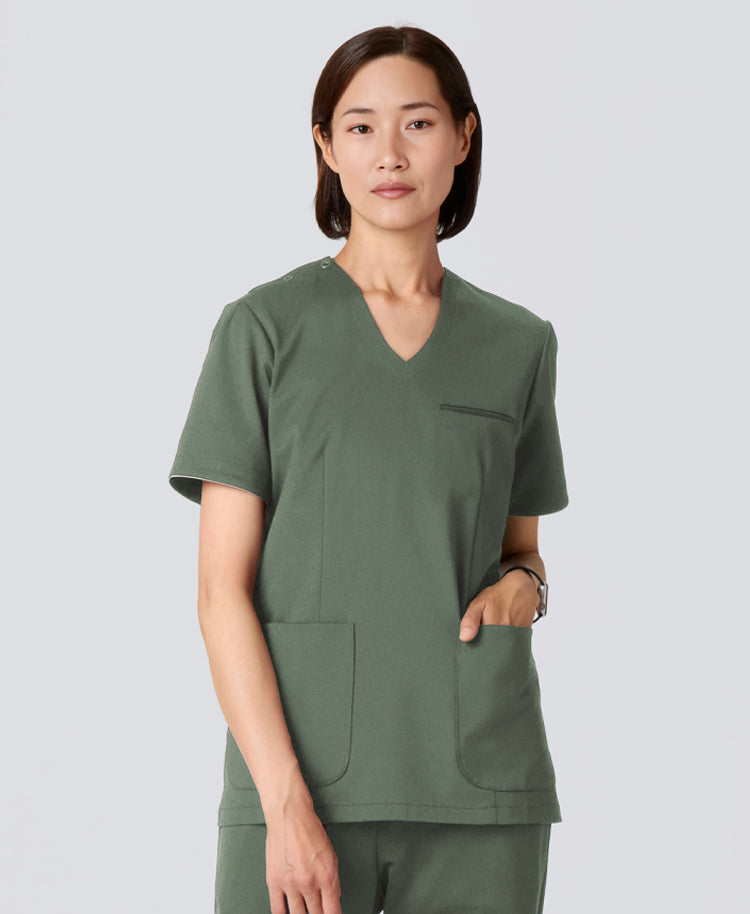 Womens:LUXE Silky Shine Scrub Tops