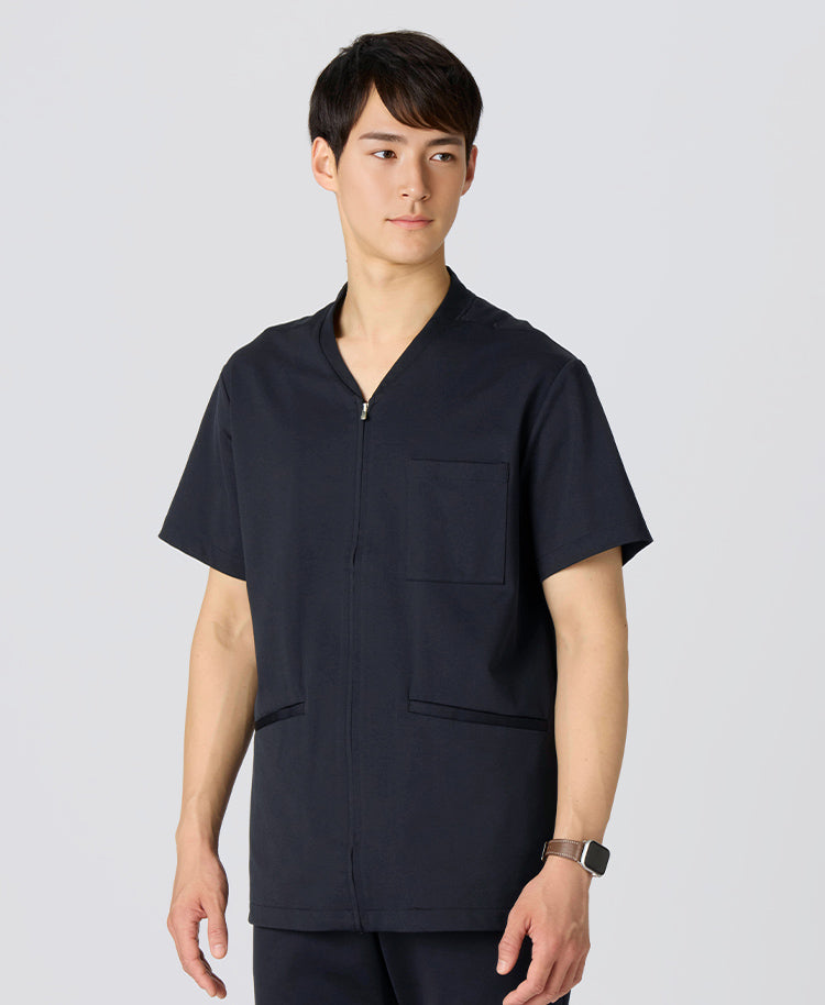 Mens:LUXE Silky Shine Front open Scrub Tops