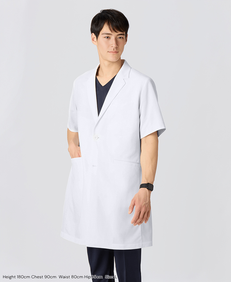 Mens Lab Coat:COOL TECH Breathable Short Sleeve Coat