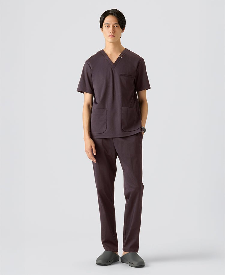 Mens:DECO Elegant Stretch Scrub Pants #color_Bordeaux_end