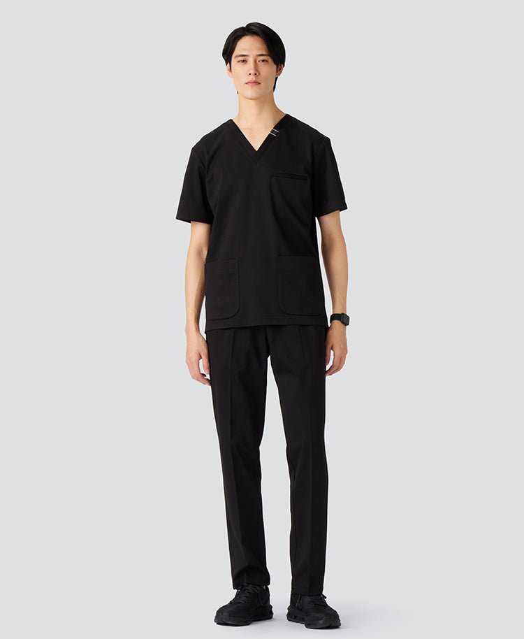 Mens:DECO Elegant Stretch Scrub Pants #color_Black_end