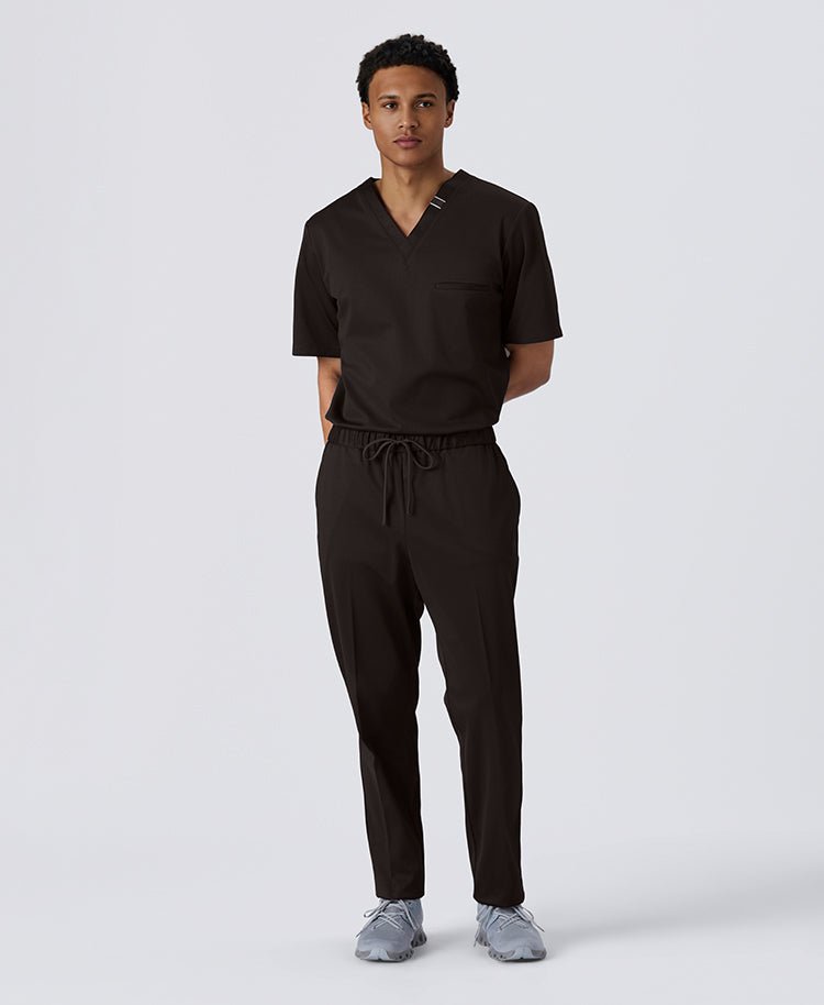 Mens:DECO Elegant Stretch Scrub Pants (US/EU Size) #color_Dark brown_end