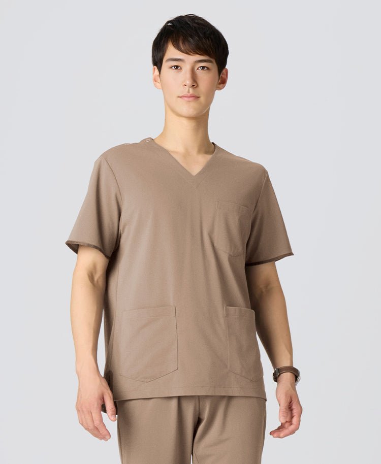 Mens:FREE Light & 360°Stretch Scrub Tops #color_Beige_end