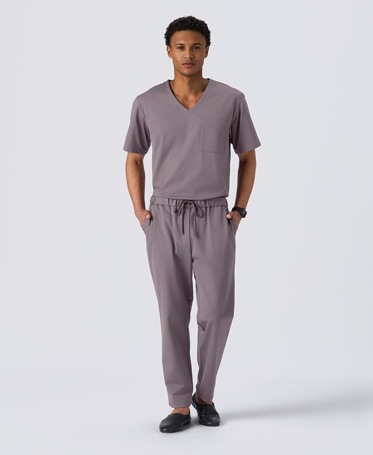Mens:LUXE Silky Shine Scrub Pants (US/EU Size) #color_Purple gray_end