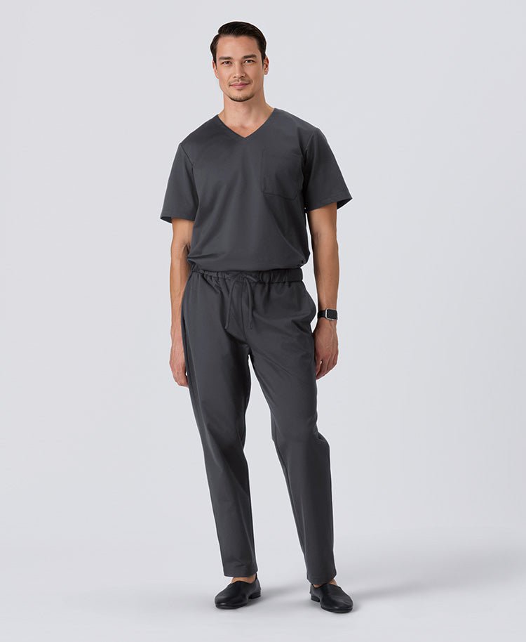 Mens:LUXE Silky Shine Scrub Pants (US/EU Size) #color_Charcoal gray_end