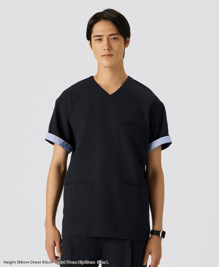 Mens:TRO Airy Dry Layer Scrub Tops #color_Deep navy_end