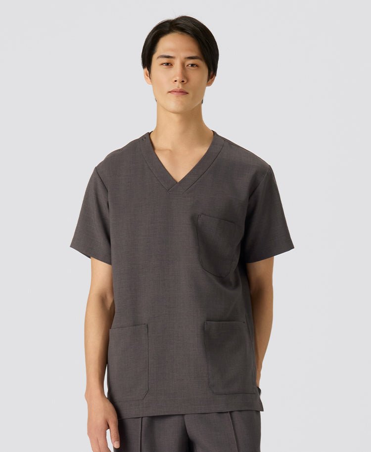 Mens:TRO Airy Dry Scrub Tops #color_Dark brown_end