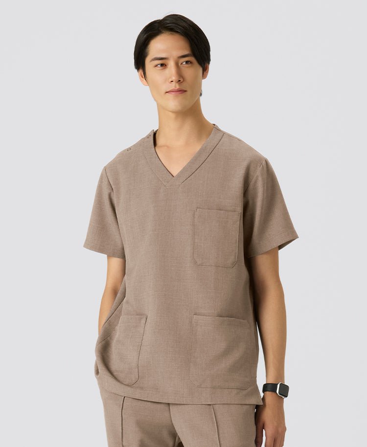 Mens:TRO Airy Dry Scrub Tops #color_Beige_end