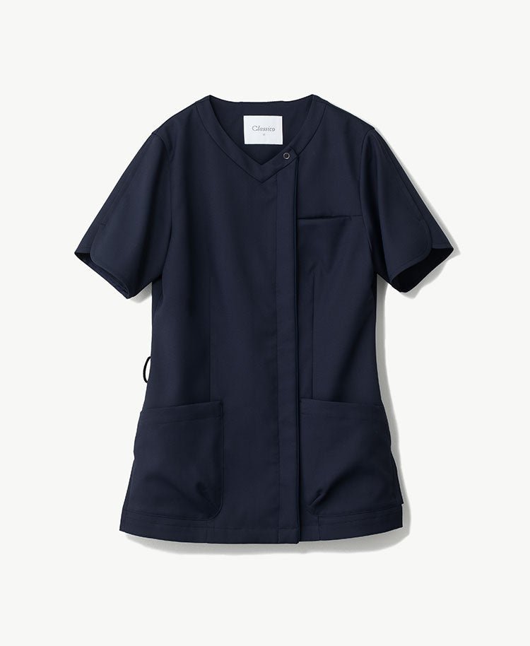 Womens Classico nurse:Smooth touch front open scrub tops - scrub tops - Classico Global - Official Online Store