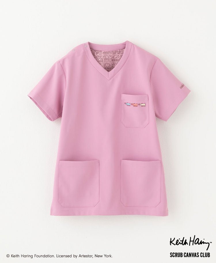 Unisex Scrub Canvas Club: Keith Haring Scrub Tops