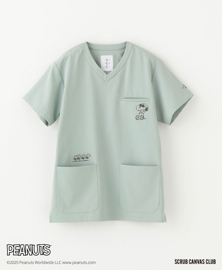 クラシコの白衣 PEANUTS スヌーピー　グレー Unisex Scrub Canvas Club: Peanuts Scrub Tops