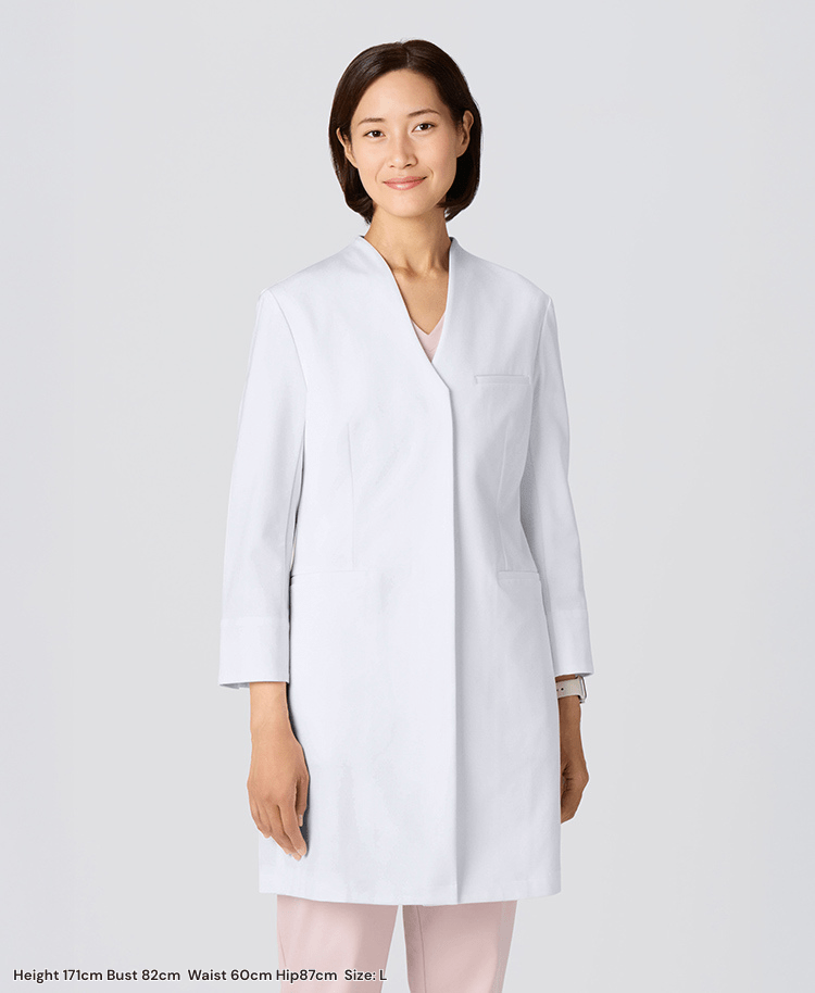Womens lab coat:Jersey collarless coat LUXE