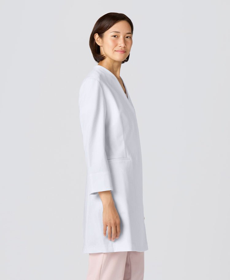 Womens lab coat:Jersey collarless coat LUXE