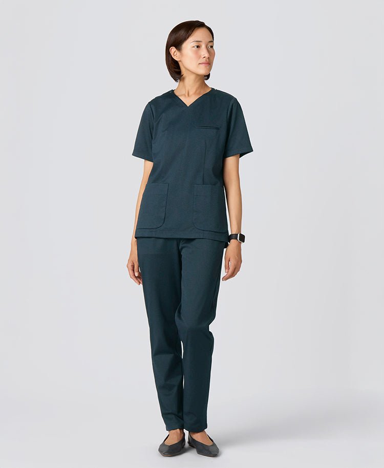 Womens:DECO Elegant Stretch Scrub Pants #color_Blue green_end