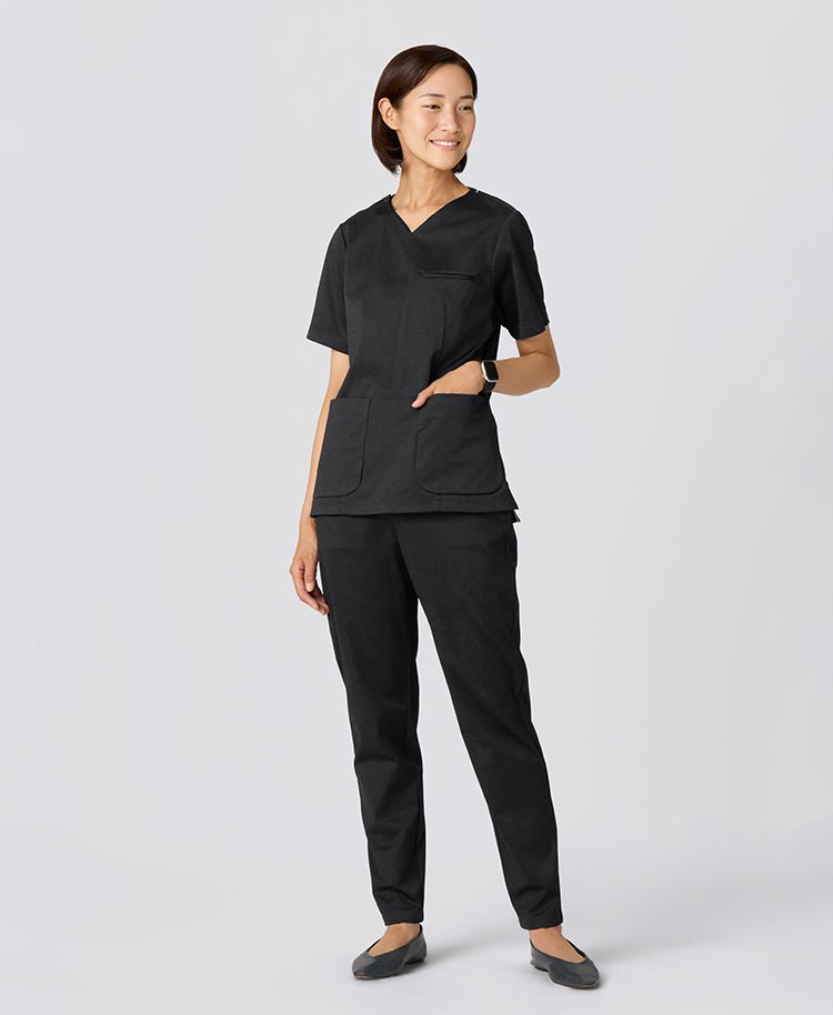 Womens:DECO Elegant Stretch Scrub Pants #color_Charcoal gray_end