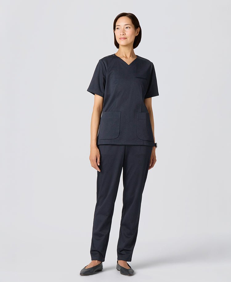 Womens:DECO Elegant Stretch Scrub Pants #color_Deep navy_end