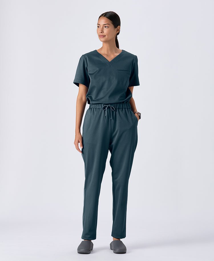 Womens:DECO Elegant Stretch Scrub Pants (US/EU Size) #color_Blue green_end