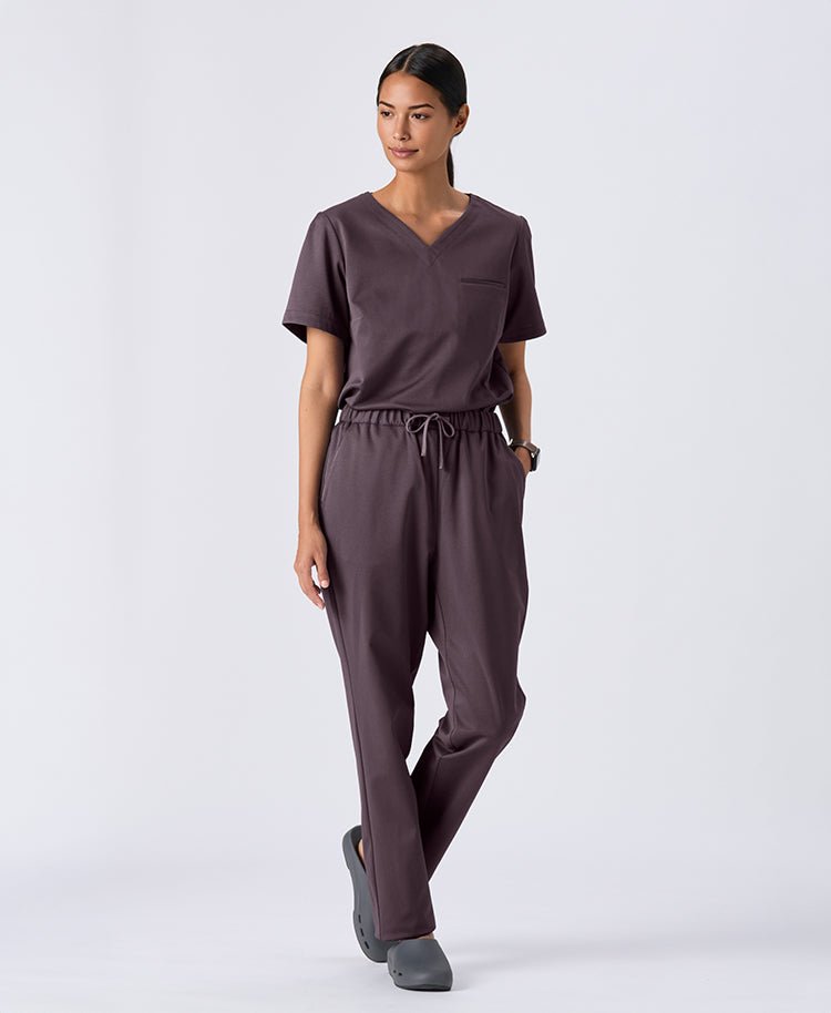 Womens:DECO Elegant Stretch Scrub Pants (US/EU Size) #color_Bordeaux_end