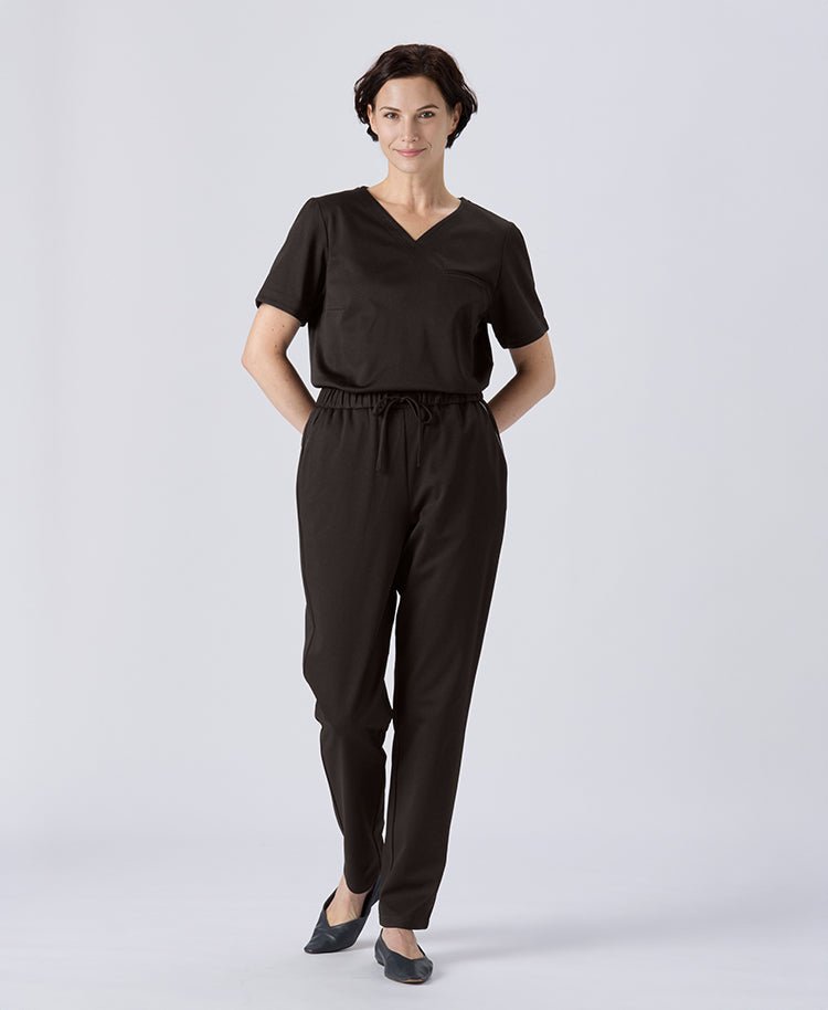 Womens:DECO Elegant Stretch Scrub Pants (US/EU Size) #color_Dark brown_end