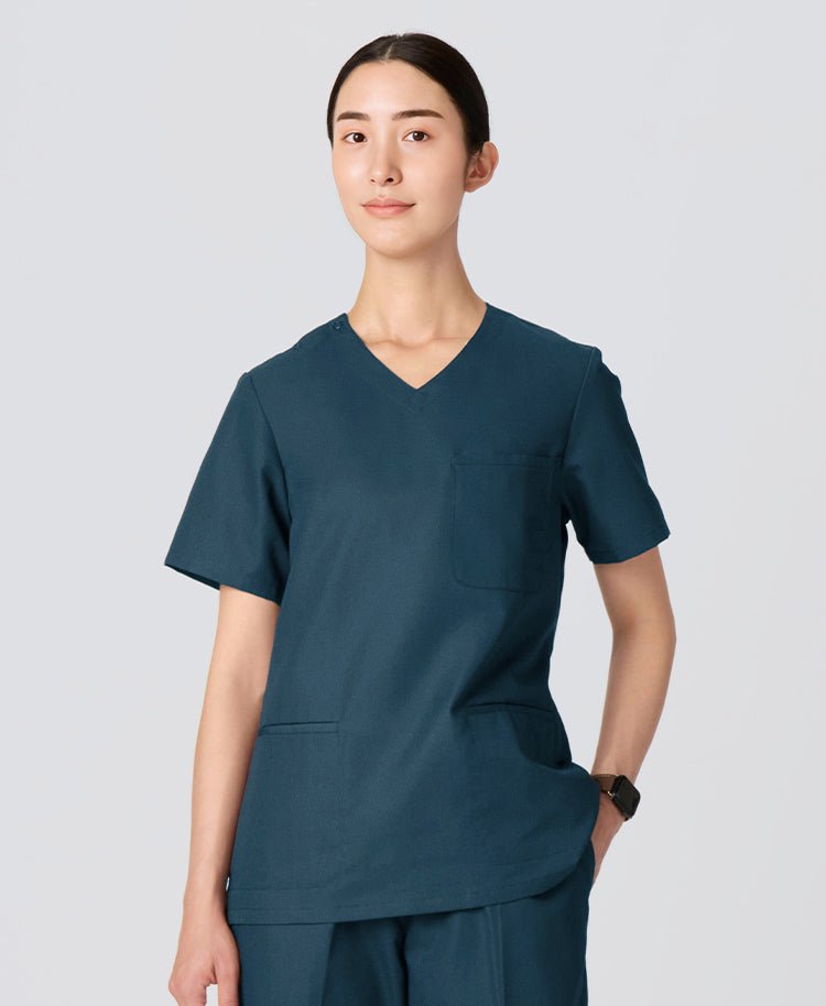 Womens:DEO Anti - Odor Fresh Scrub Tops #color_Deep green_end