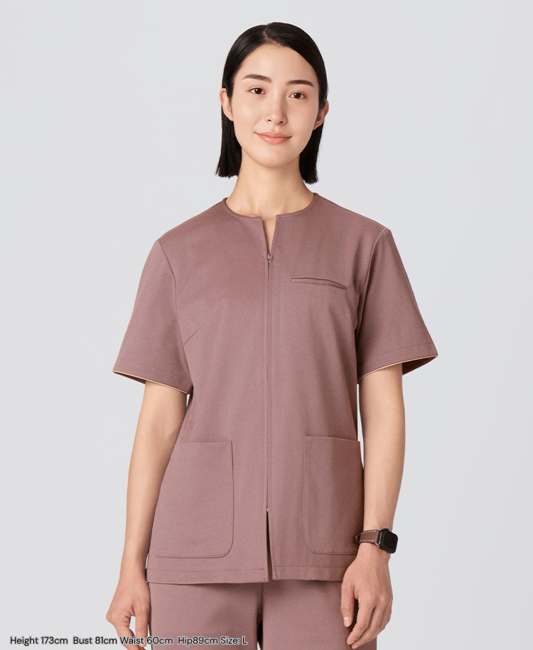 Womens:LUXE Silky Shine Front open Scrub Tops