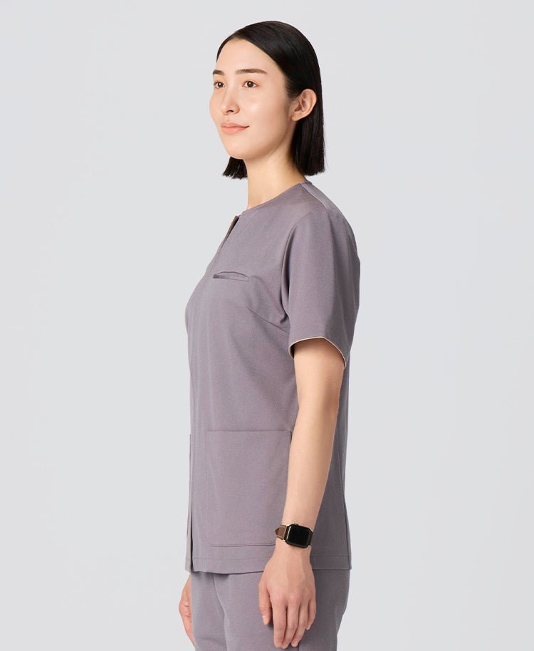 Womens:LUXE Silky Shine Front open Scrub Tops
