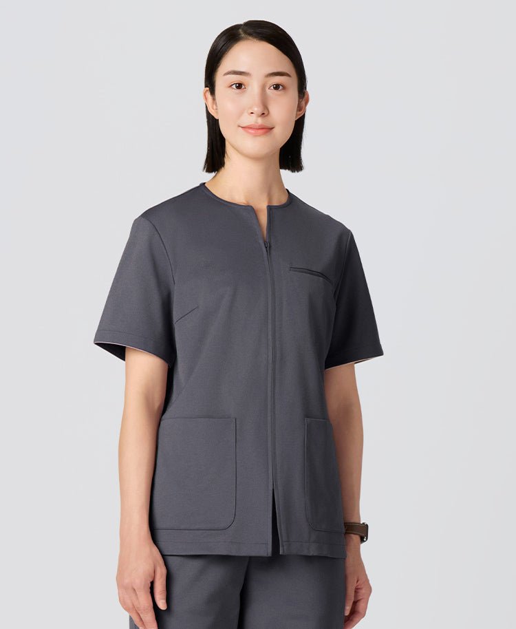 Womens:LUXE Silky Shine Front open Scrub Tops