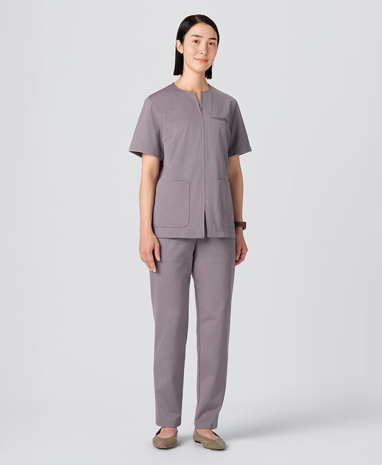 Womens:LUXE Silky Shine Front open Scrub Tops