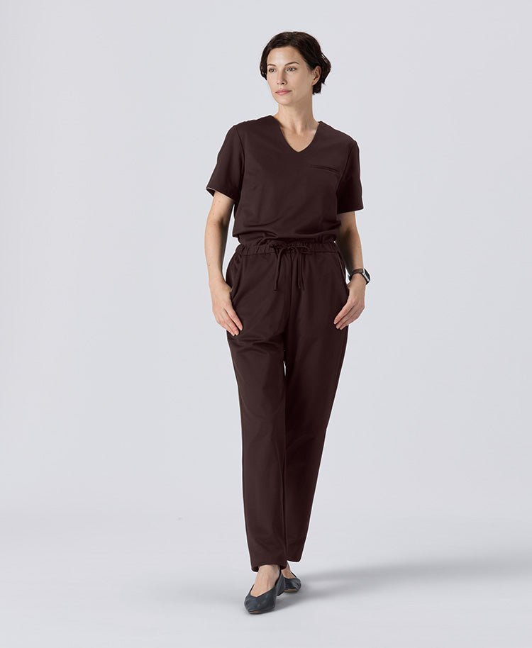 Womens:LUXE Silky Shine Scrub Pants (US/EC Size) #color_Burgundy_end