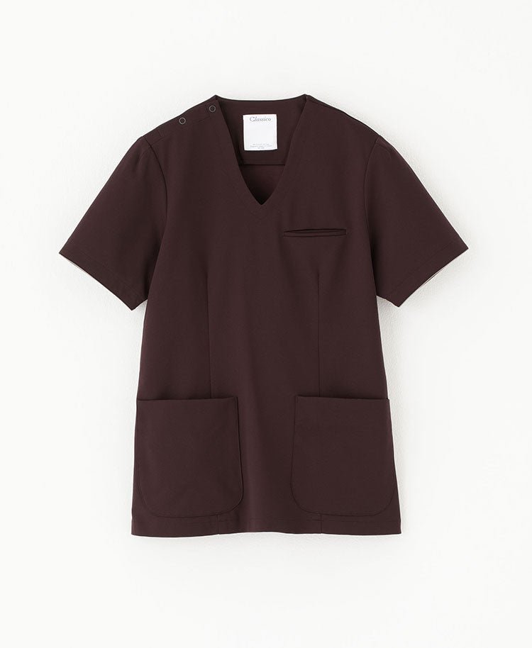 Womens:LUXE Silky Shine Scrub Tops #color_Bordeaux_end