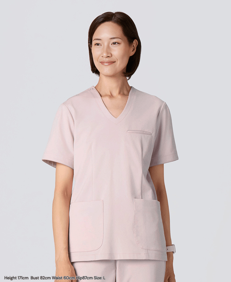 scrub dress for women Classico LUXE Jersey Silk V-Neck Dress with Elegant Piping