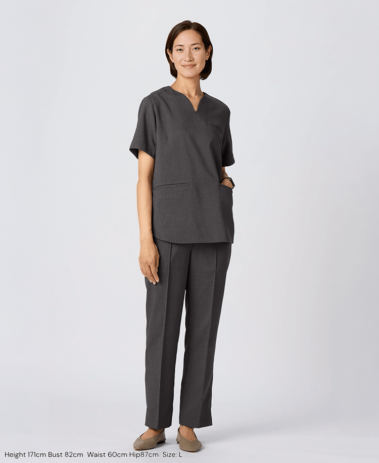 Womens:Pin tuck pants TRO #color_Charcoal gray_end