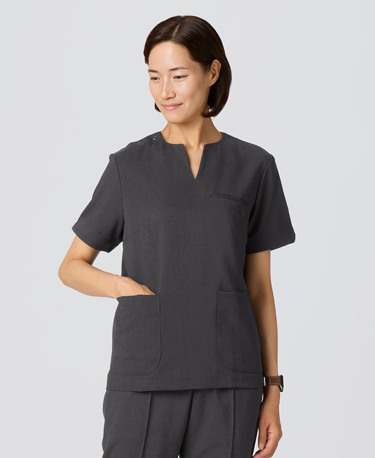 Womens:TRO Airy Dry Scrub Tops #color_Charcoal gray_end