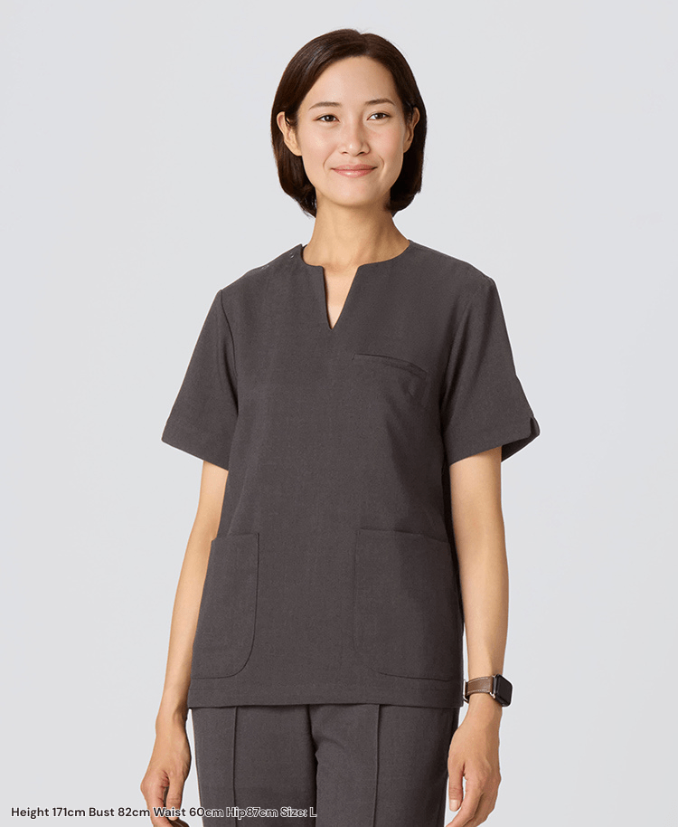 Womens:TRO Airy Dry Scrub Tops #color_Dark brown_end