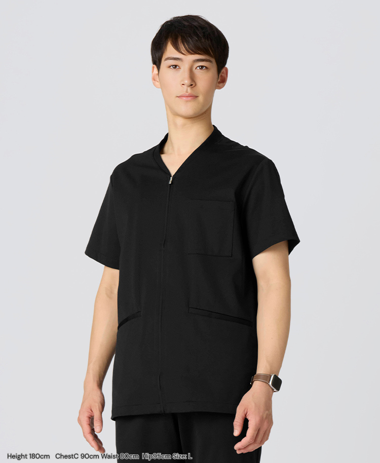 Mens:LUXE Silky Shine Front open Scrub Tops