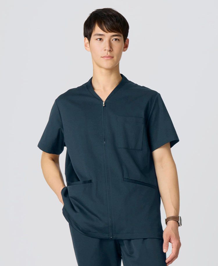 Mens:LUXE Silky Shine Front open Scrub Tops