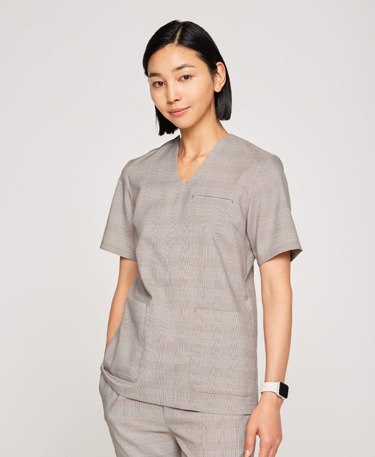 Womens:Glen check scrub tops - scrub tops - Classico Global - Official Online Store