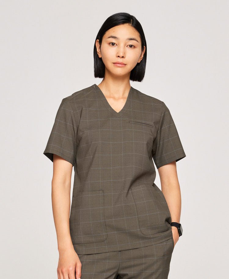 Womens:Glen check scrub tops - scrub tops - Classico Global - Official Online Store