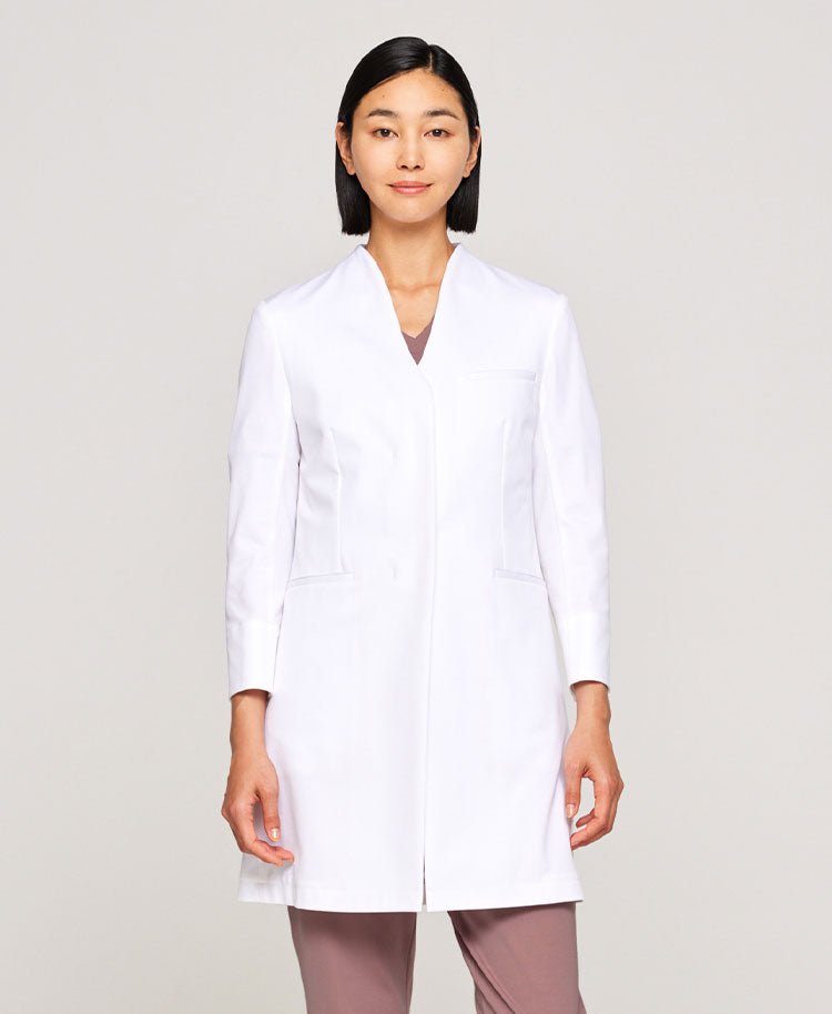 Womens lab coat:Jersey collarless coat LUXE - coat- Classico Global - Official Online Store