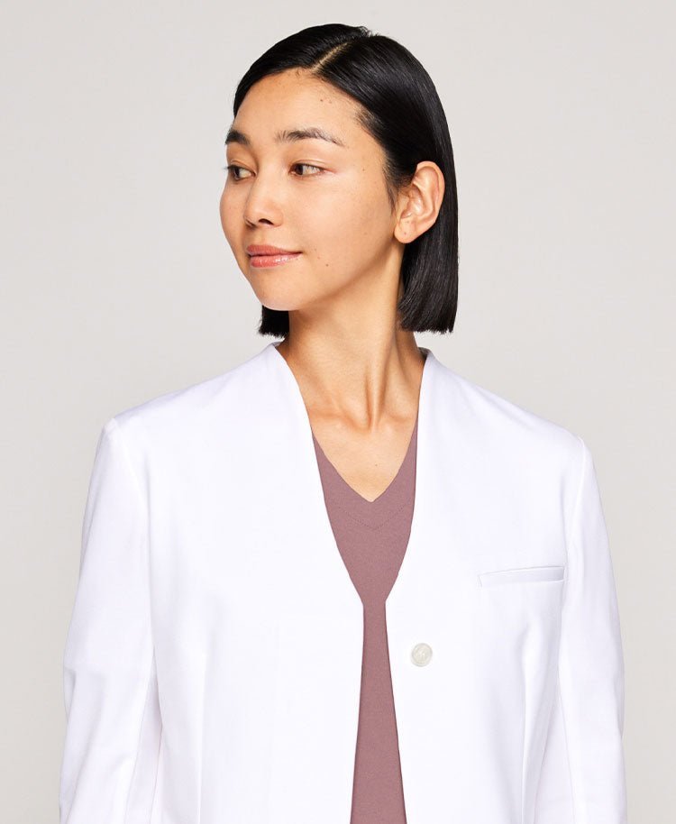 Womens lab coat:Jersey collarless coat LUXE - coat- Classico Global - Official Online Store