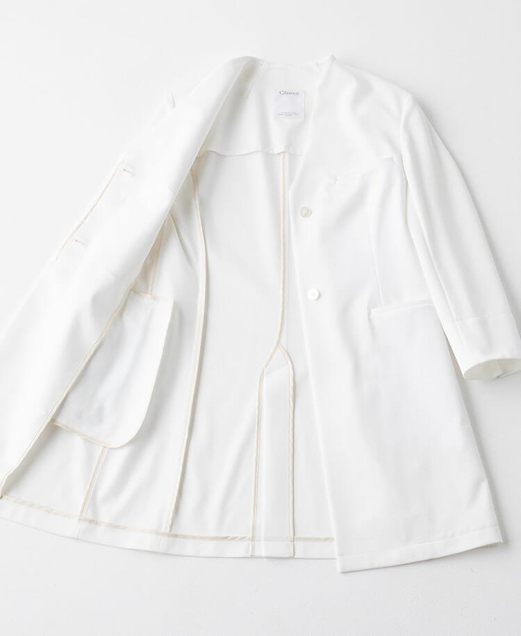 Womens lab coat:Jersey collarless coat LUXE - coat- Classico Global - Official Online Store