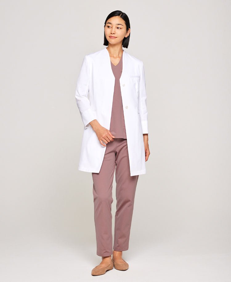 Womens lab coat:Jersey collarless coat LUXE - coat- Classico Global - Official Online Store