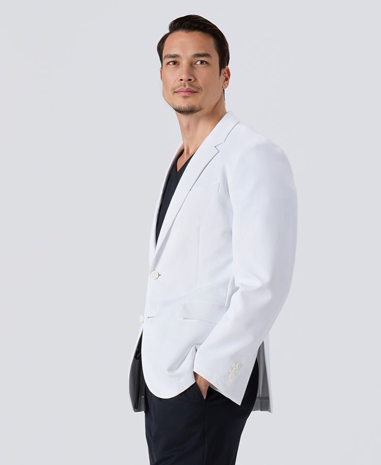 Mens Lab Coat: URBAN Streamlined Elegance Jacket (US/EU Size), White / M(US/EU Size)