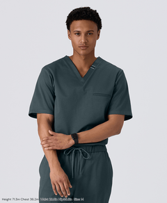 Mens:DECO Elegant Stretch Scrub Scrub Tops (US/EU Size) #color_Green_end