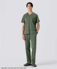 Mens:LUXE Silky Shine Scrub Pants #color_Khaki_end
