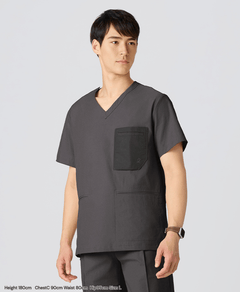 Mens:MOVE Premium Motion Scrub Tops #color_Charcoal gray_end