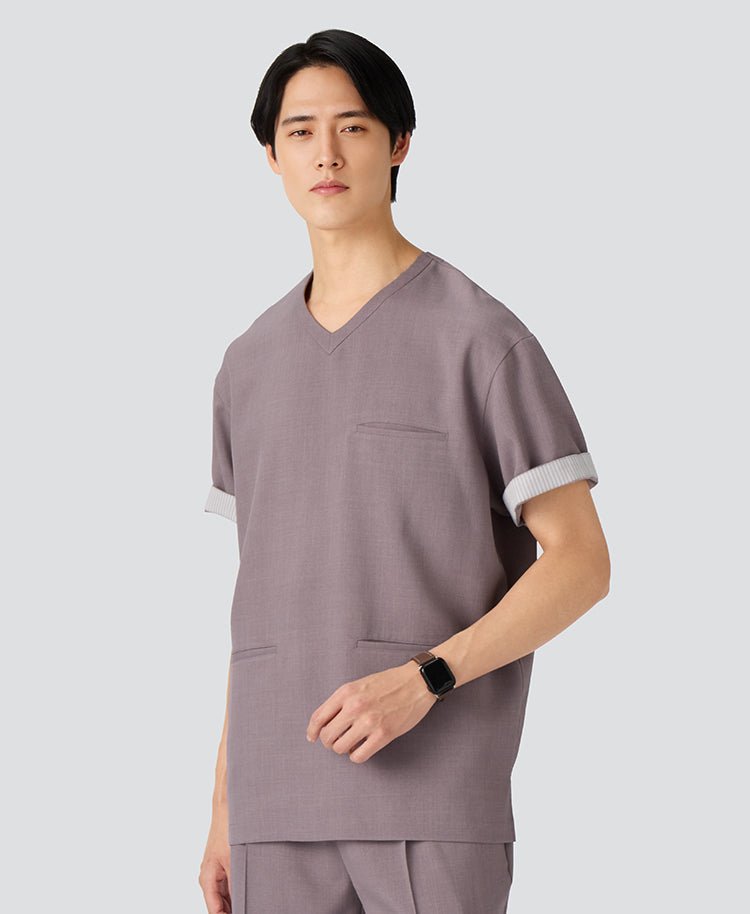 Mens:TRO Airy Dry Layer Scrub Tops #color_Purple Gray_end