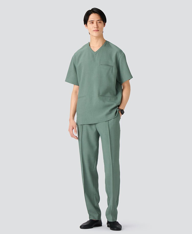 Mens:Tuck tapered pants TRO #color_Sage Green_end