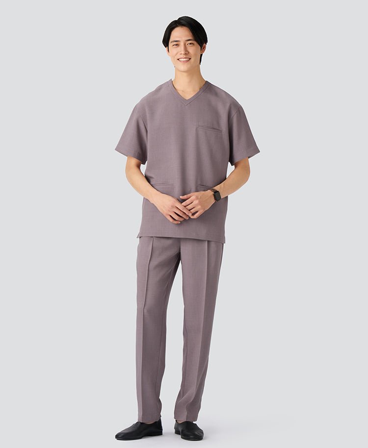 Mens:Tuck tapered pants TRO #color_Purple Gray_end