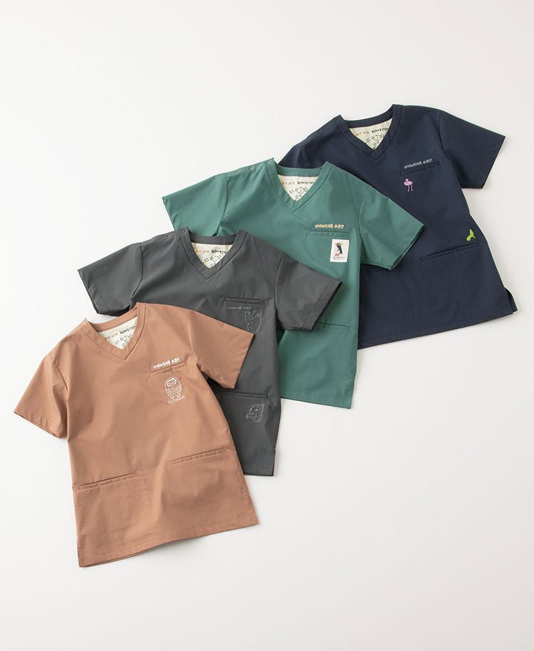 Scrub Canvas Club:WONDER ART Asahiyama Zoo scrub tops
